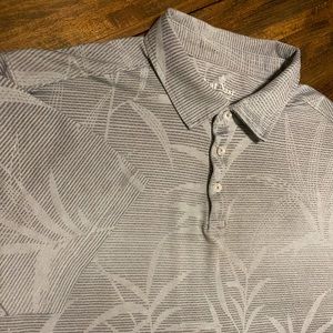 Nat Nast Mens 2XL XXL Palm Print Short Sleeve Polo Shirt Golf Gray White Floral
